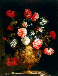 Vase embossé avec des fleurs, par un peintre anonyme